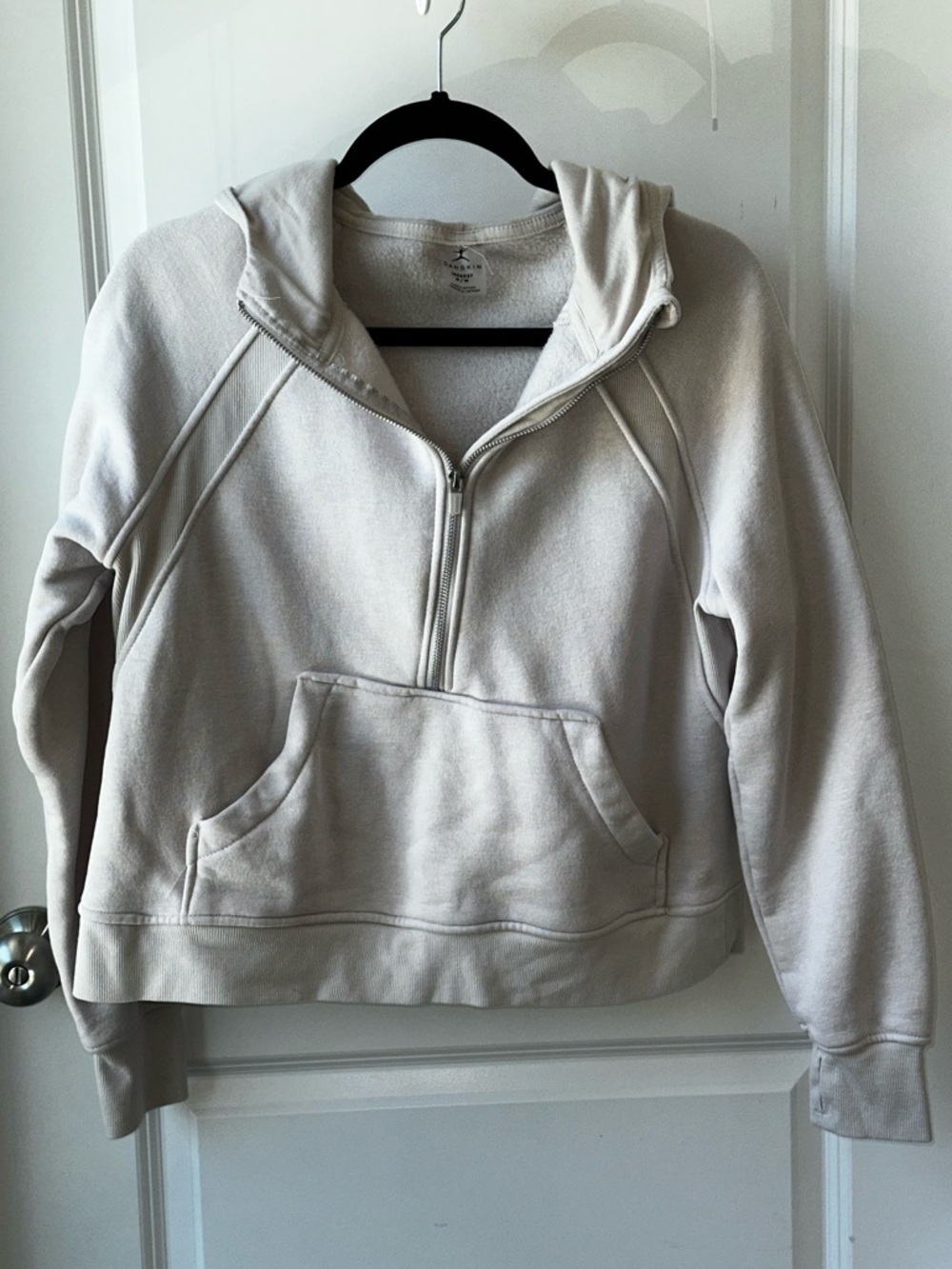 Danskin Cream Quarter-Zip Hooded Sweatshirt